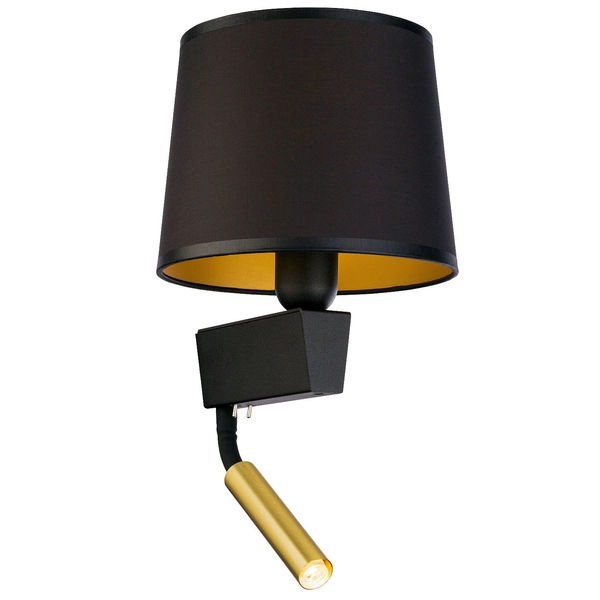 LAMPA ścienna CHILLIN 8213 Nowodvorski abażurowa OPRAWA kinkiet z peszlem czarny złoty