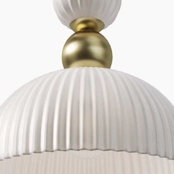 Szklana lampa wisząca glamour Antic MOD302PL-01W1 kopułowa biała złota