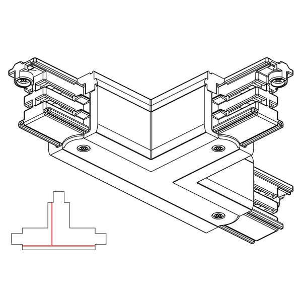 Łącznik szynoprzewodu T lewy 8123 Shilo do 3-fazowej szyny czarne