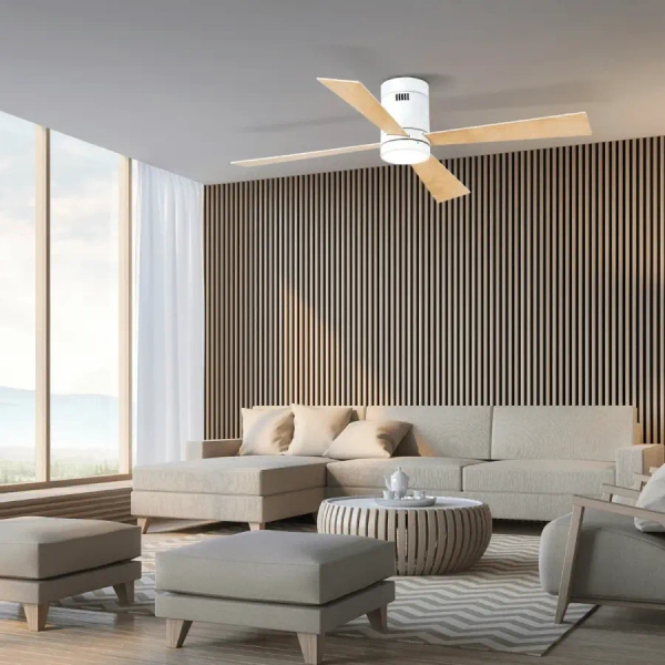 Wentylator sufitowy do jadalni 19137 LED 15W 3000-6000K drewniany biały