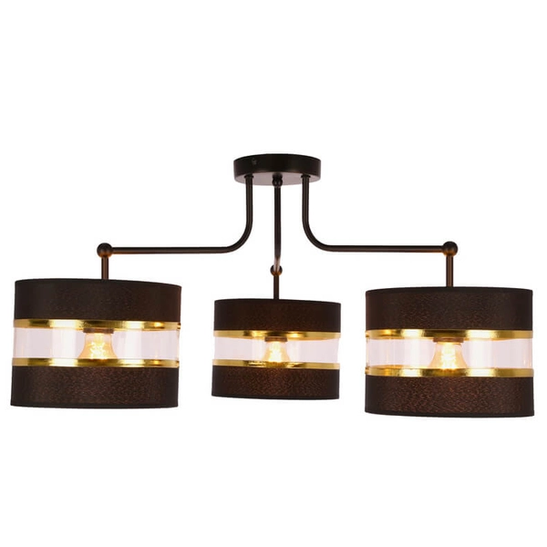 3-punktowa lampa sufitowa Andy abażurowa czarna złota