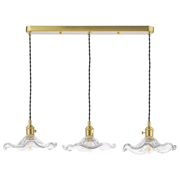 Falista lampa wisząca Hadano HAD3640-12 szklana mosiądz przezroczysty