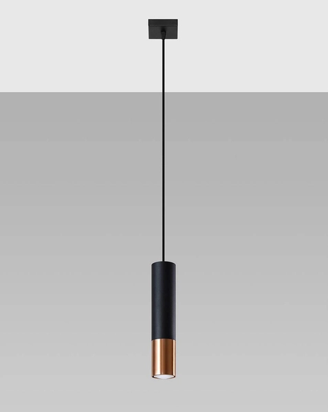 Loftowa LAMPA wisząca SL.0946 modernistyczna OPRAWA metalowy ZWIS tuba czarna miedź