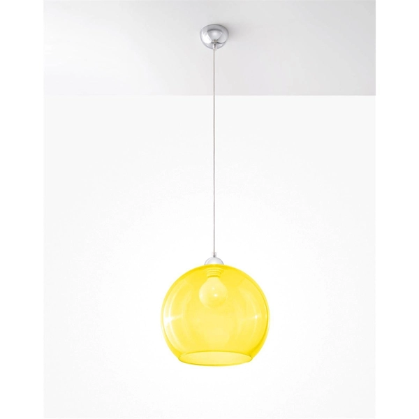 Żółta lampa wisząca SL.0252 szklana kula nad łóżko ball