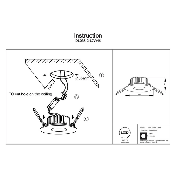 Lampa sufitowa Zen DL038-2-L7W4K Maytoni LED 7W 4000K punktowa biała