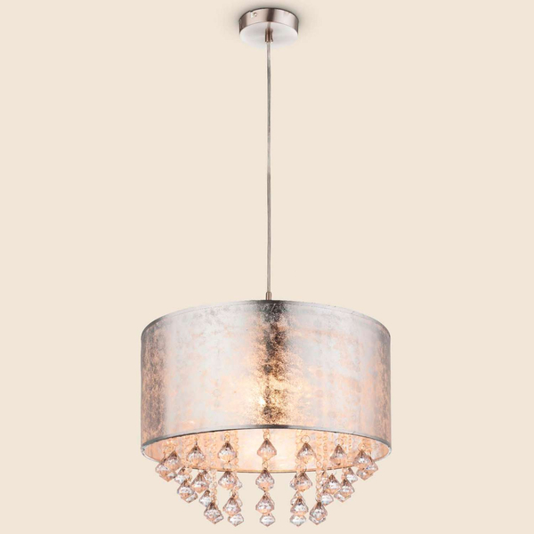 LAMPA wisząca AMY 15188H3 Globo abażurowa OPRAWA z kryształkami zwis glamour crystal srebrny przezroczysty