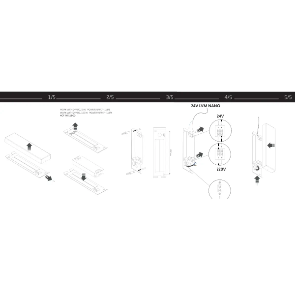 Metalowa puszka do zasilacza 1-fazowego 11894 podłużna biała