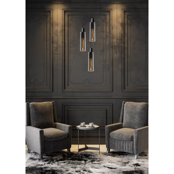 Zwieszana lampa tuba ORLANDO 74404/13/65 Lucide przydymiony czarny