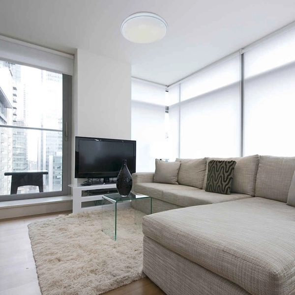 Okrągła LAMPA sufitowa BRUCE 2118 Rabalux metalowy plafon LED RGB 60W 3000K - 6000K z pilotem chrom