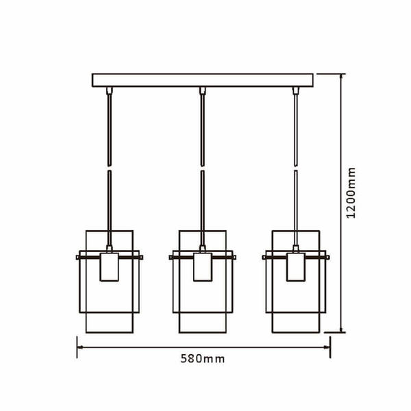 Wisząca lampa kuchenna Savona LP-707/3L nad wyspę czarna OUTLET