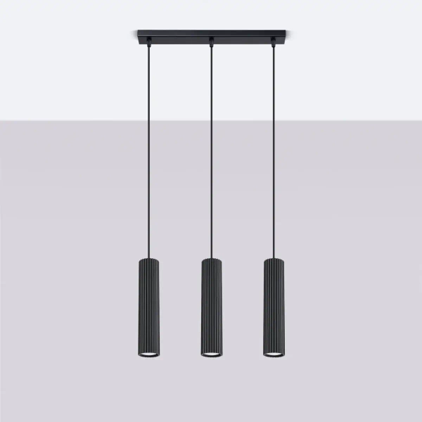 Lampa wisząca potrójna KARBON SL.1575 tubka podłużna czarna