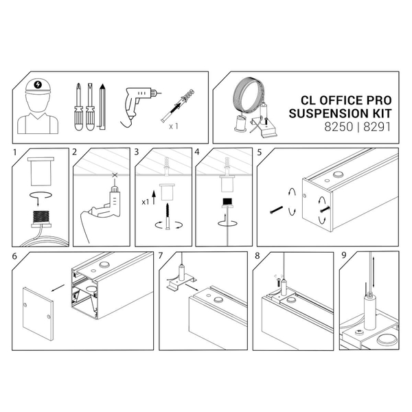 Komplet zasilający Cl Office Pro 8250 Nowodvorski metalowy czarny