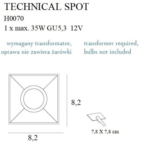 Podtynkowa oprawa sypialniana TECHNICAL SPOT H0070 Maxlight wpustowa biała