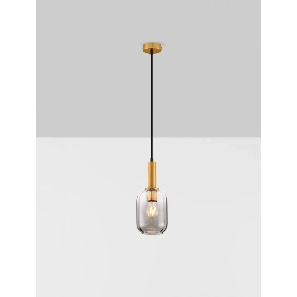 Zaokrąglona wisząca lampa QUERISA LE45215 do salonu złota