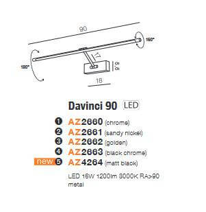 Gabinetowa lampa ścienna Davinci LED 16W 3000K listwa czarna