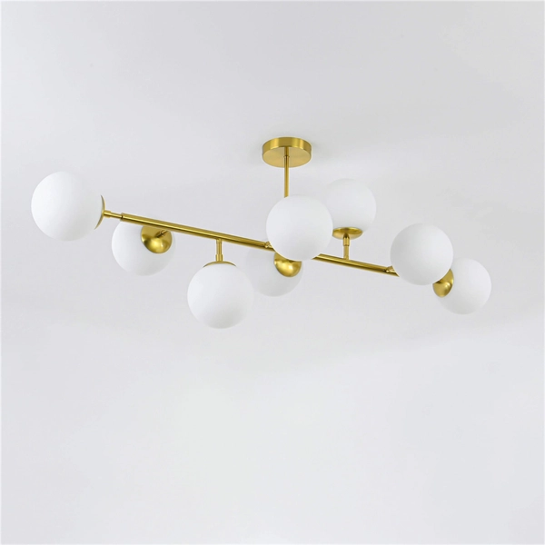 Modernistyczna lampa sufitowa DORADO LP-002/8P Light Prestige loftowa oprawa metalowy plafon molekuły złote białe