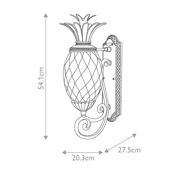Zewnętrzna lampa ścienna Plantation HK-PLANTATION-M-MB IP44 ananas czarna