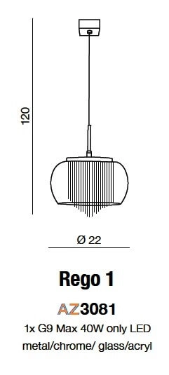 Nowoczesna lampa wisząca Rego nad stół crystals chrom