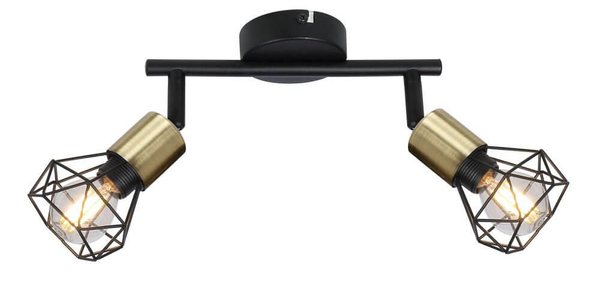 Sufitowa lampa Xara 54802S-2AB z regulacją czarna mosiądz
