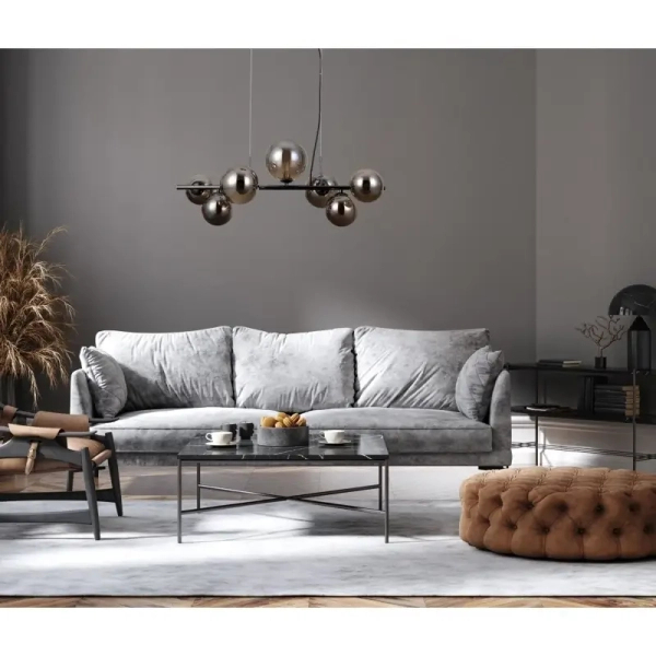 Szklana wisząca lampa Canello PND-406007-7A-BCR czarna