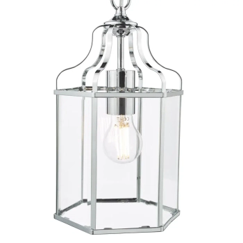 Wisząca lampa do salonu na łańcuchu szklany chrom Aled OUTLET
