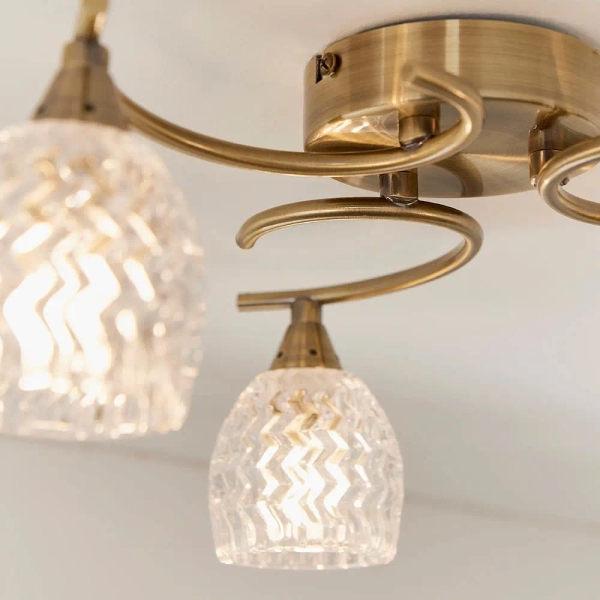 Sufitowa lampa do salonu szklana Boyer BOYER-3AB mosiądz przezroczysty