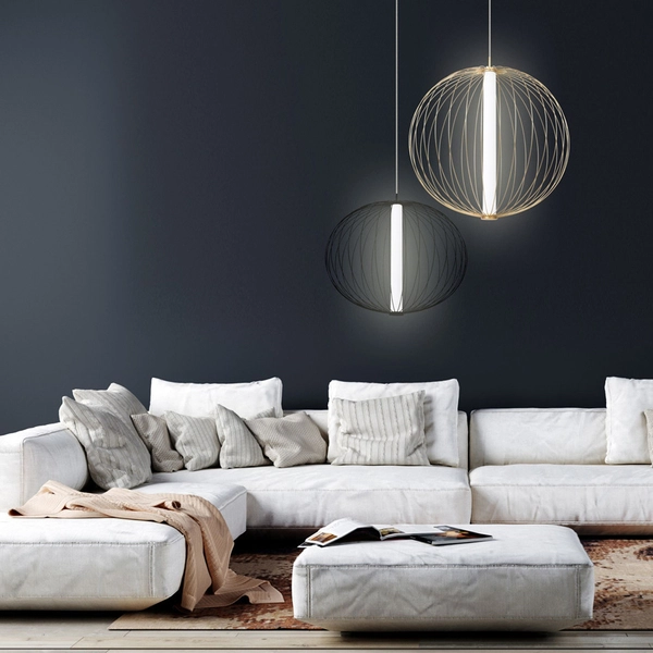 Druciana lampa wisząca TREVISO LP-798/1P S BK Light Prestige LED 18W 4000K metalowa oprawa industrialny zwis kula czarna