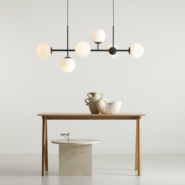 Podłużna lampa wisząca molekuły Fin 1120K1 Aldex szkalne kule czarna