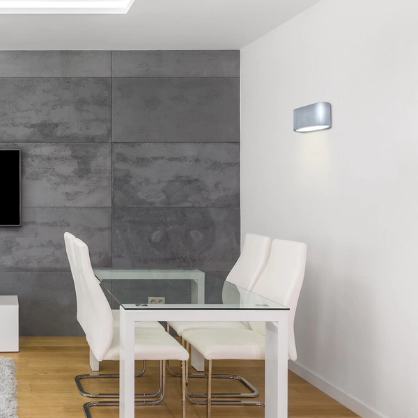 Metalowa LAMPA ścienna KAUNAS 7025 Rabalux minimalistyczny kinkiet do sypialni aluminium