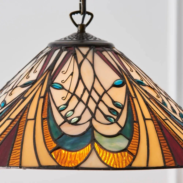 Wisząca lampa salonowa Hector 64162 witrażowa na łańcuchu kolorowa