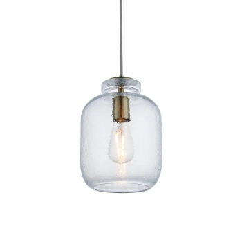 Szklana lampa wisząca Lyra 106923 do jadalni mosiądz przezroczysta