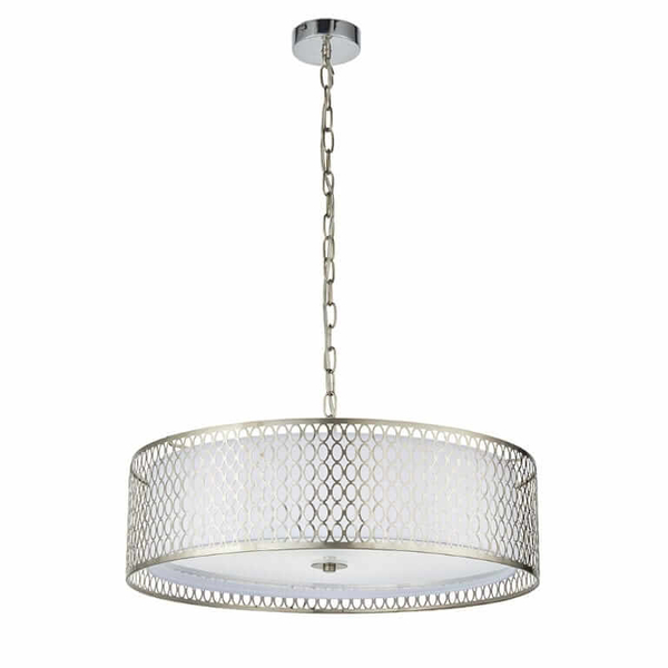 Metalowa lampa wisząca Cordero 81969 Endon nikiel biała srebrna
