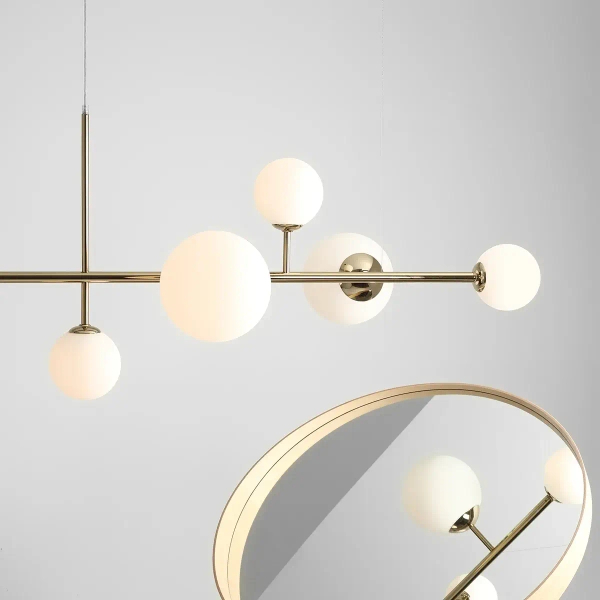 Modernistyczna lampa DIONE 1092K30 Aldex wisząca nad stół złota
