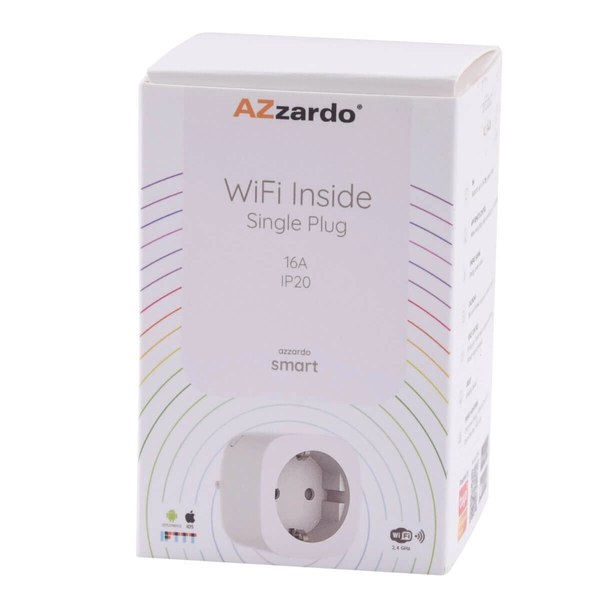 Pojedyncza wtyczka z WiFi wewnętrzna SINGLE AZ3478 Azzardo metalowa biała