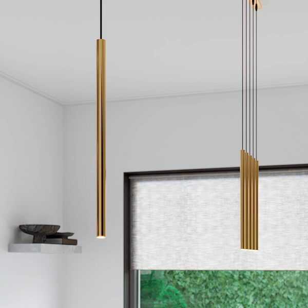 Zwisająca lampa Pastelo SL.1170 do salonu tuba złota OUTLET