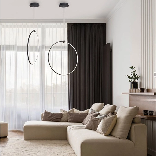 Wisząca LAMPA pierścień CHINU LE41603 Luces Exclusivas okrąga OPRAWA zwis LED 28W 3000K metalowy czarny