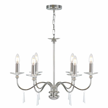 Żyrandol z kryształkami Finsbury Park FP6-POL-NICKEL Elstead na łańcuchu nikiel