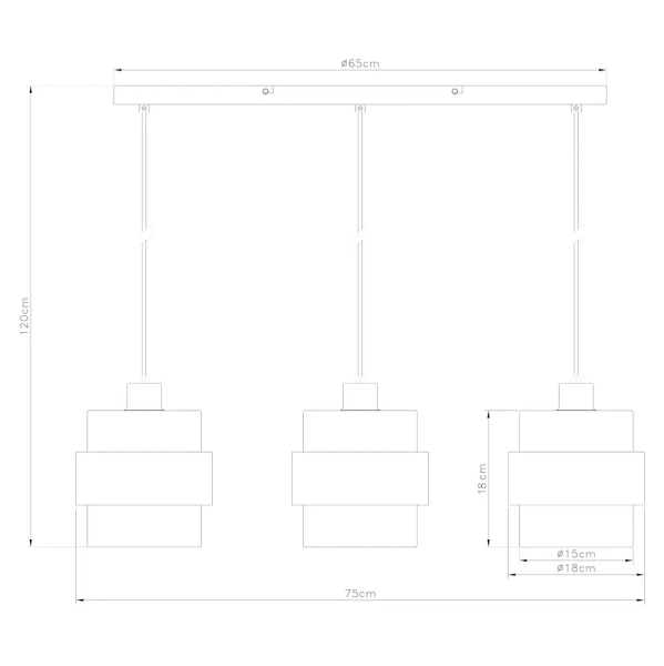 Żebrowana lampa wisząca do jadalni Valentino ML2239 potrójna beżowa