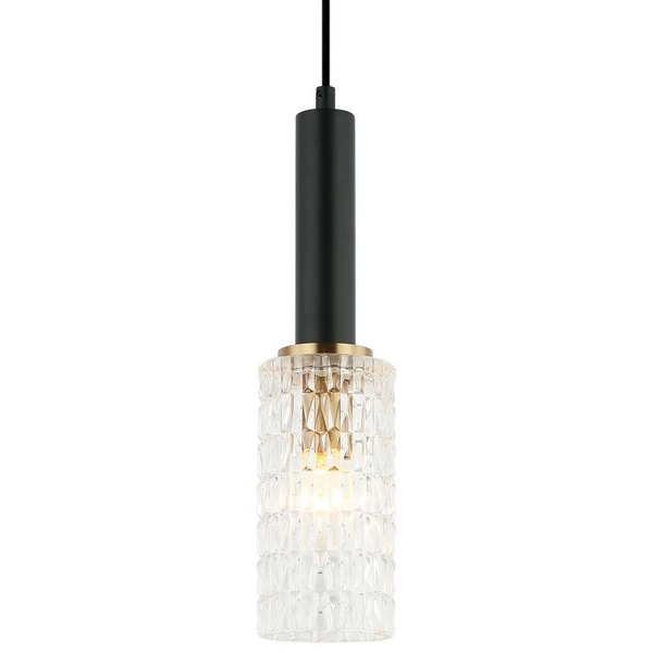 LAMPA wisząca PEROLA PND-43309-3 BK+BR Italux modernistyczna OPRAWA szklana ZWIS tuby kaskada czarna przezroczysta