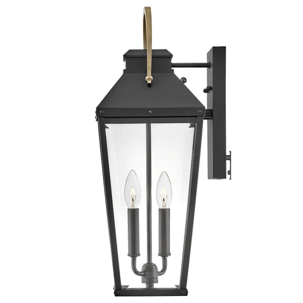 Zewnętrzna lampa ścienna Dawson HK-DAWSON-L szklana IP44 czarny