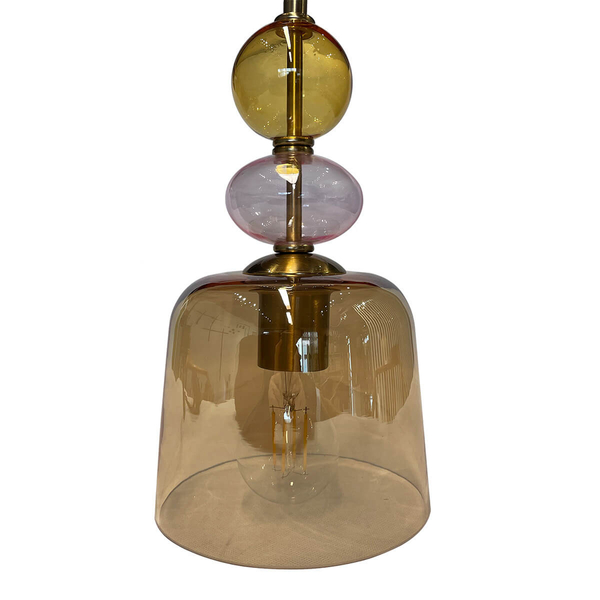 Szklana lampa wisząca Tropea LP-2004/1P S AM retro bursztynowa