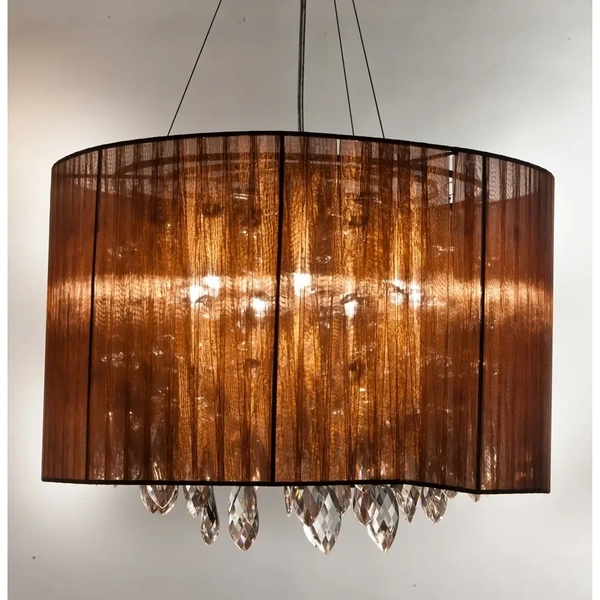 Wisząca lampa abażurowa SIDNEY AZ0511 Azzardo kryształki brązowy