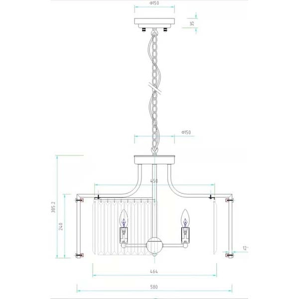Wisząca lampa glamour CGASBURP na łańcuchu nad stół chrom