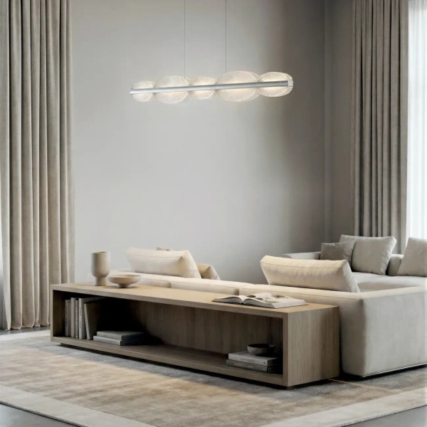 Lampa wisząca glamour nad stół kryształ aluminiowa POND AZ6782 LED 58W 3000K szampańska
