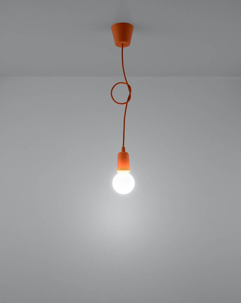 Wisząca LAMPA industrialna SL.0584 OPRAWKA na żarówkę ZWIS kabel przewód pomarańczowa