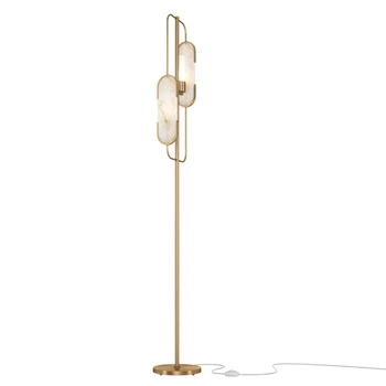 Lampa podłogowa z wtyczką do salonu złota szklana Marmo OUTLET