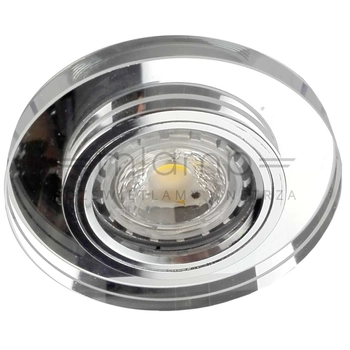 Wpust LAMPA sufitowa VIDI ROUND 11G-S/CH + OP040 INQ okrągła OPRAWA podtynkowa OCZKO szklane do zabudowy chrom