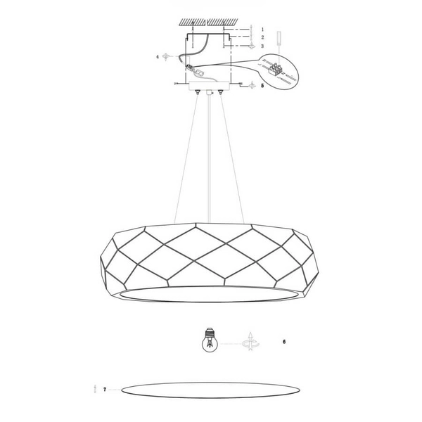 LAMPA wisząca REUS LP-8069/1P WH Light Prestige geometryczna OPRAWA okrągła zwis metalowy biały