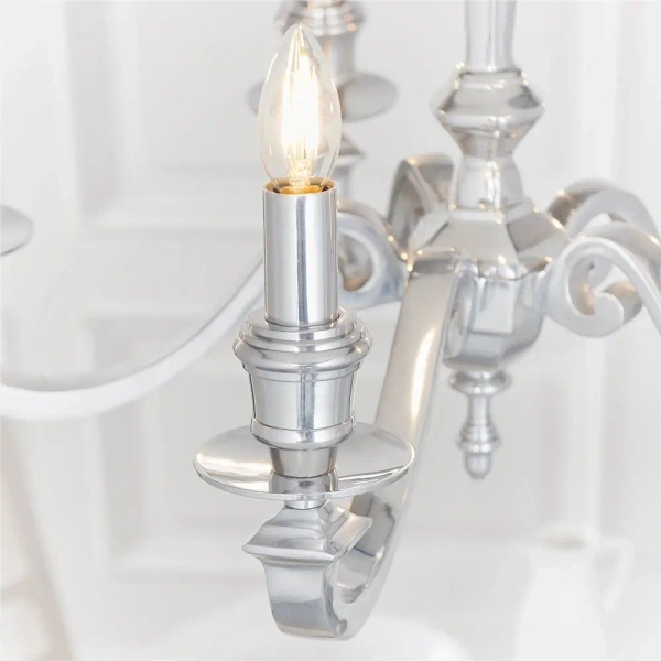 Klasyczna lampa wisząca Finsbury 73598 na łańcuchu świecznikowa srebrna