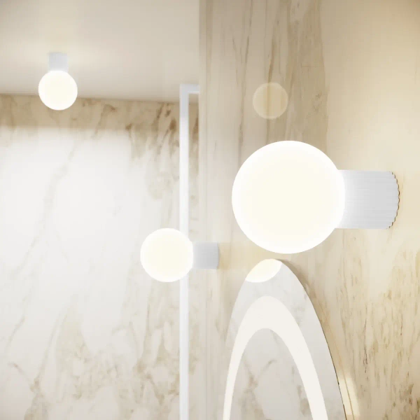 Lampa ścienna do łazienki HALO SL.1707 kula IP44 szklana biała